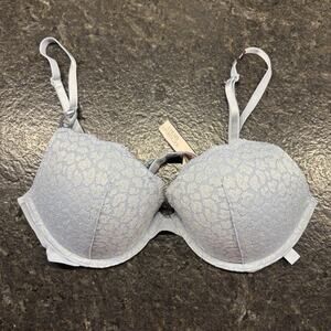 NWT Victoria’s Secret Light Blue Leopard Print Padded Bra 34C